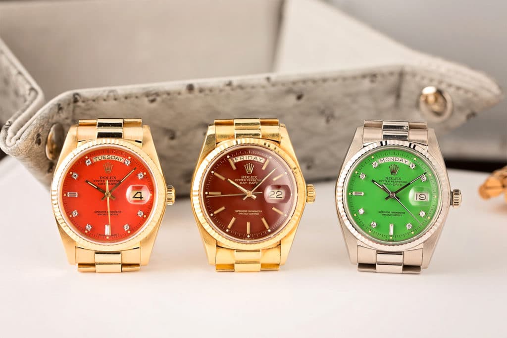 A clock on the side of a watch