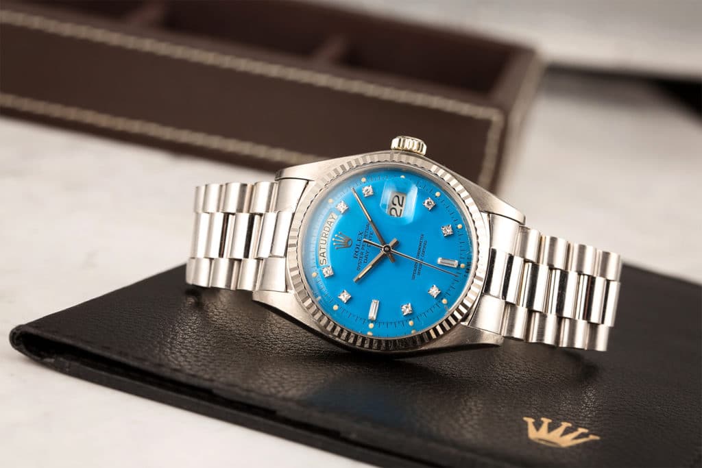A close up of a watch