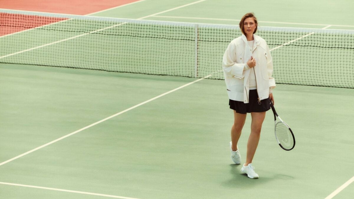 Maria Sharapova holding a tennis racquet at Amanzoe's tennis courts in Greece.
best hotels in the world