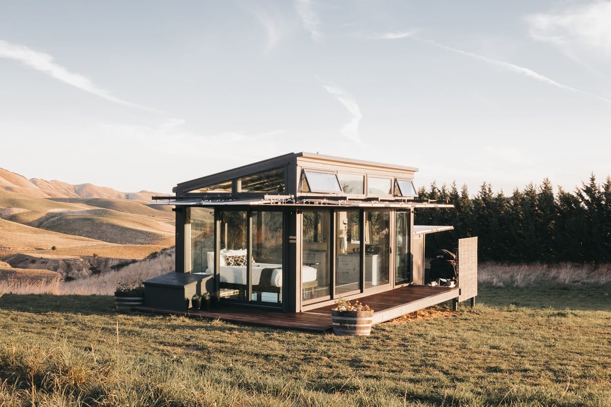 A house with a grass field