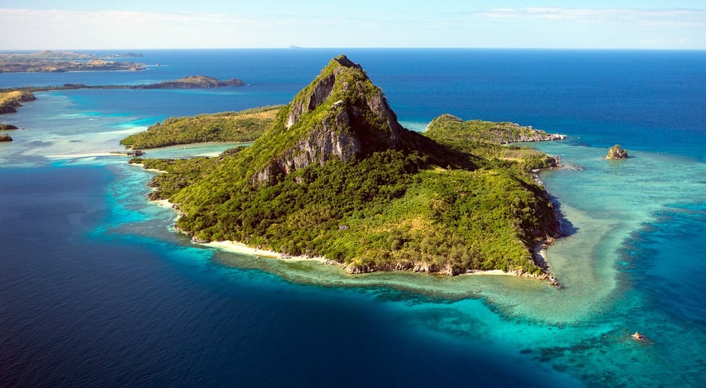 An island in the middle of a body of water