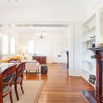 A room filled with furniture and a fireplace