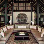 A room filled with furniture and a table
