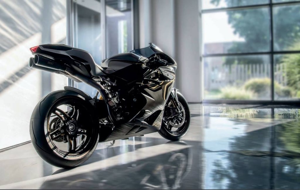 A motorcycle parked on the side of a building