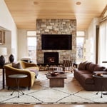 A living room filled with furniture and a fire place