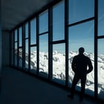 A man standing next to a window