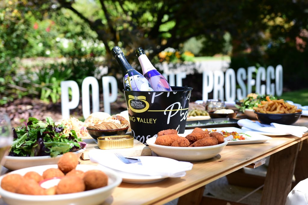 A plate of food on a picnic table