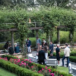 A group of people in a garden