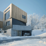 A building covered in snow