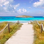 A view of a beach next to a body of water