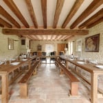 A room filled with furniture on top of a wooden table