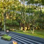 A bench in a garden