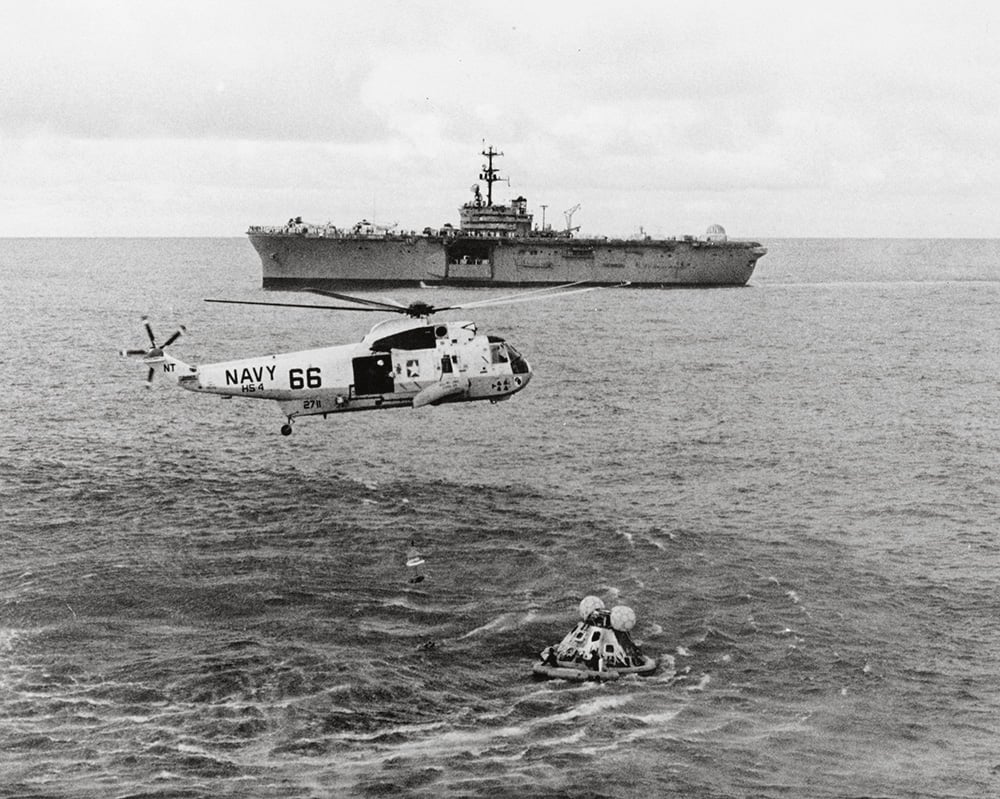 Apollo 13 splashdown in the Pacific