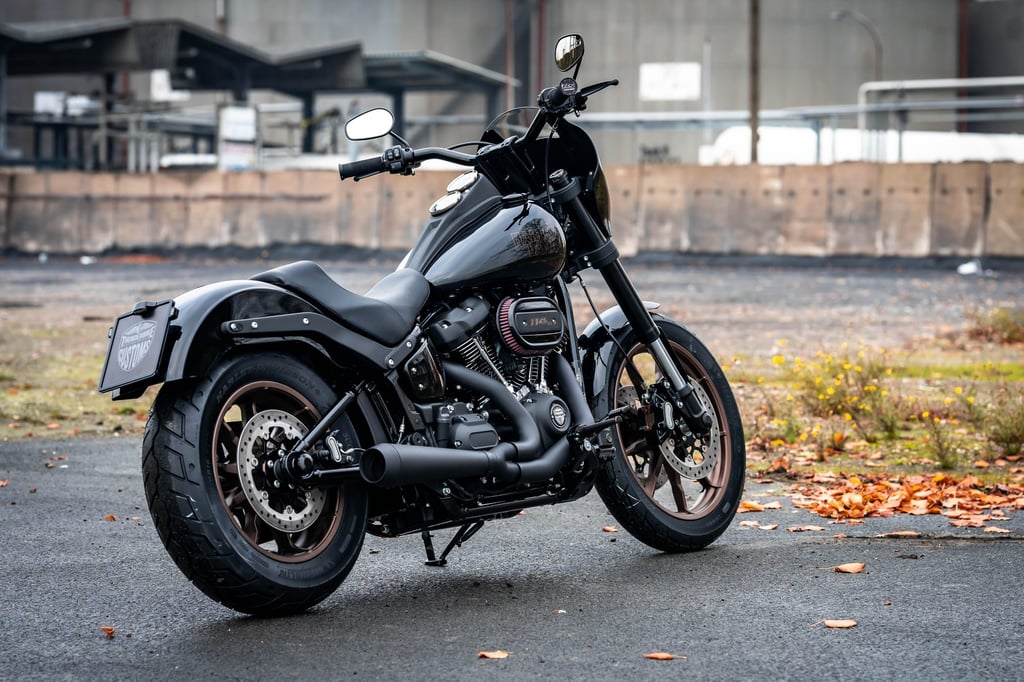 A motorcycle parked on the side of a building