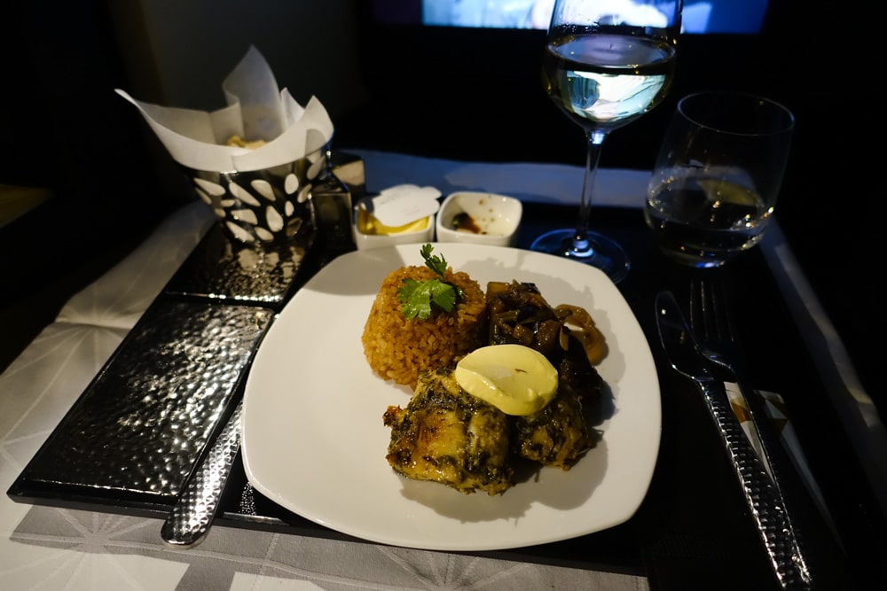 Etihad A380 Business Class Main meal