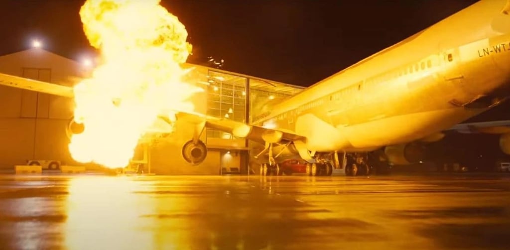 Smoke coming out of a plane