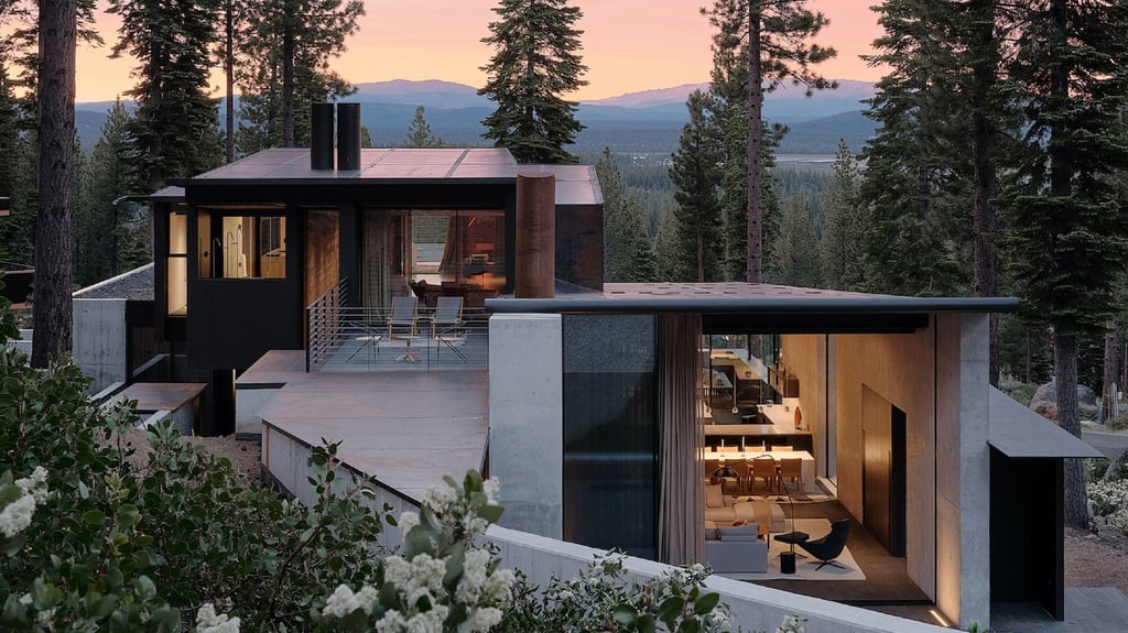 A house with trees in the background