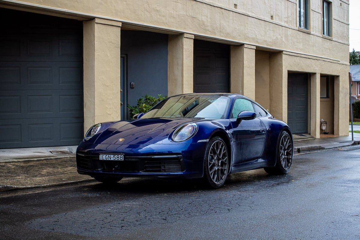 A car parked in front of a building