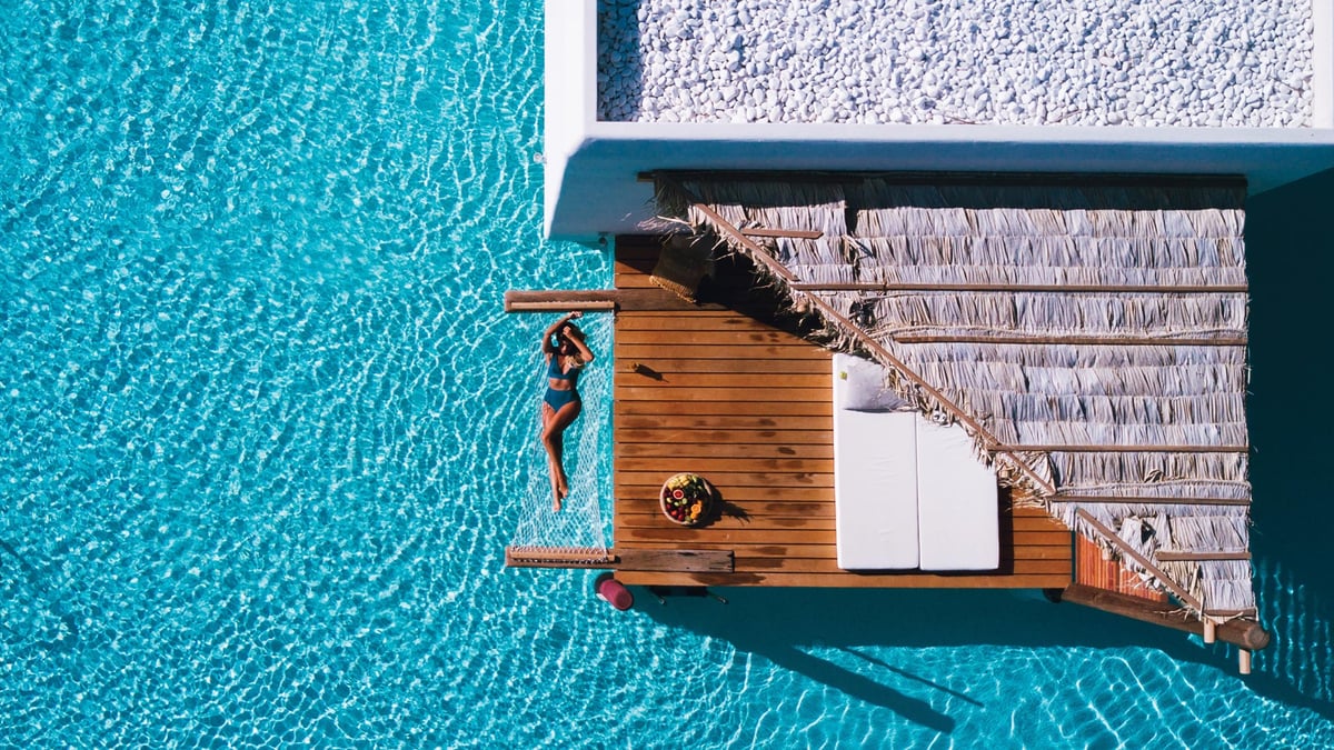 A close up of a blue building