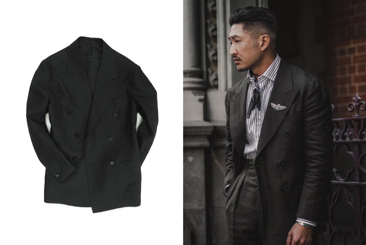 Black linen suit