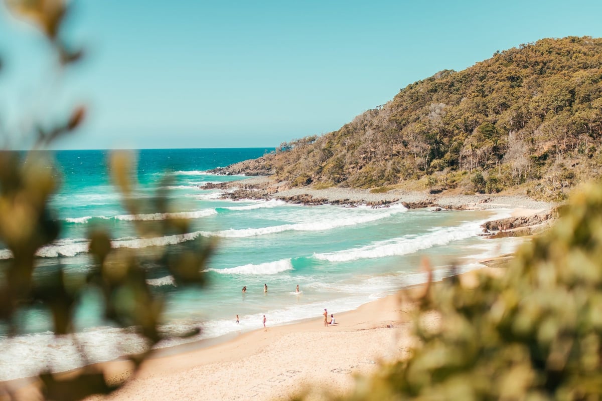 A group of people on a beach