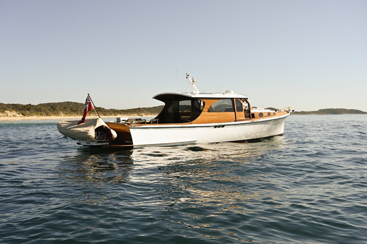 A small boat in a body of water