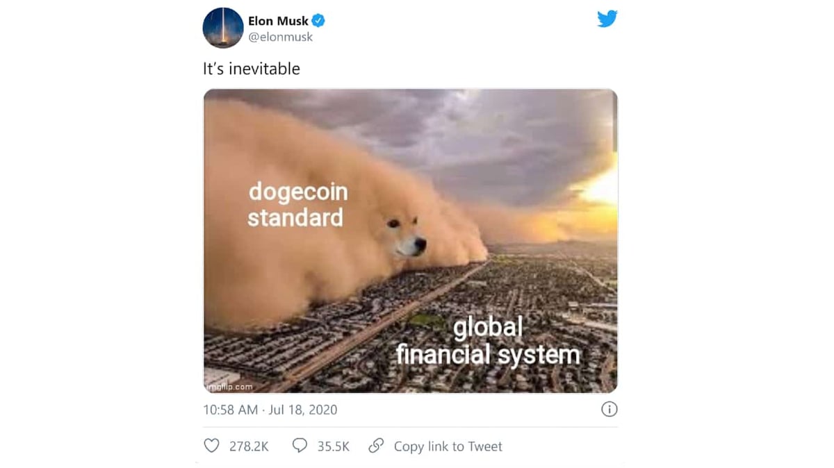 DogeCOIN market cap Elon Musk Meme Cryptocurrency