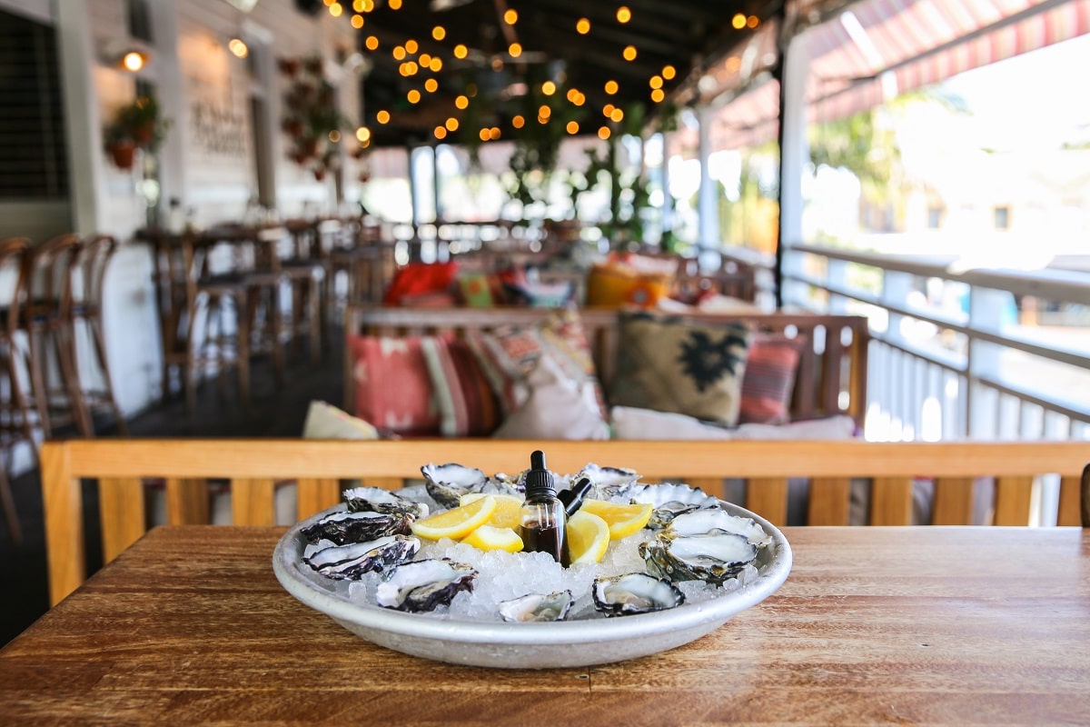 A plate of oysters at Balcony Bar, one of the best restaurants in Byron Bay.