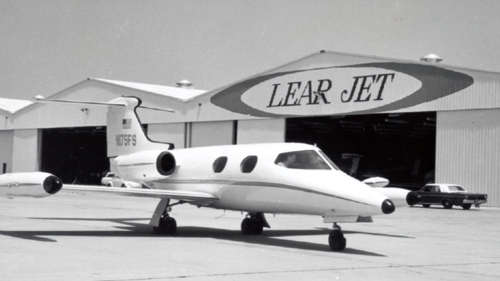A vintage photograph of Learjet