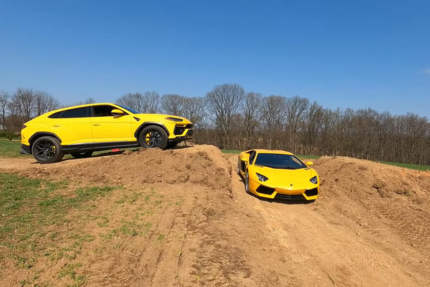 WATCH: Bloke Jumps His Lamborghini Uris Over Wife's Aventador