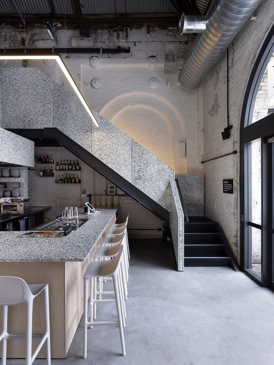 Re bar in Sydney has a staircase made from recycled bottles and bags