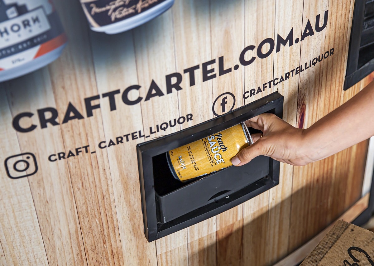 A world's first craft beer vending machine in action.