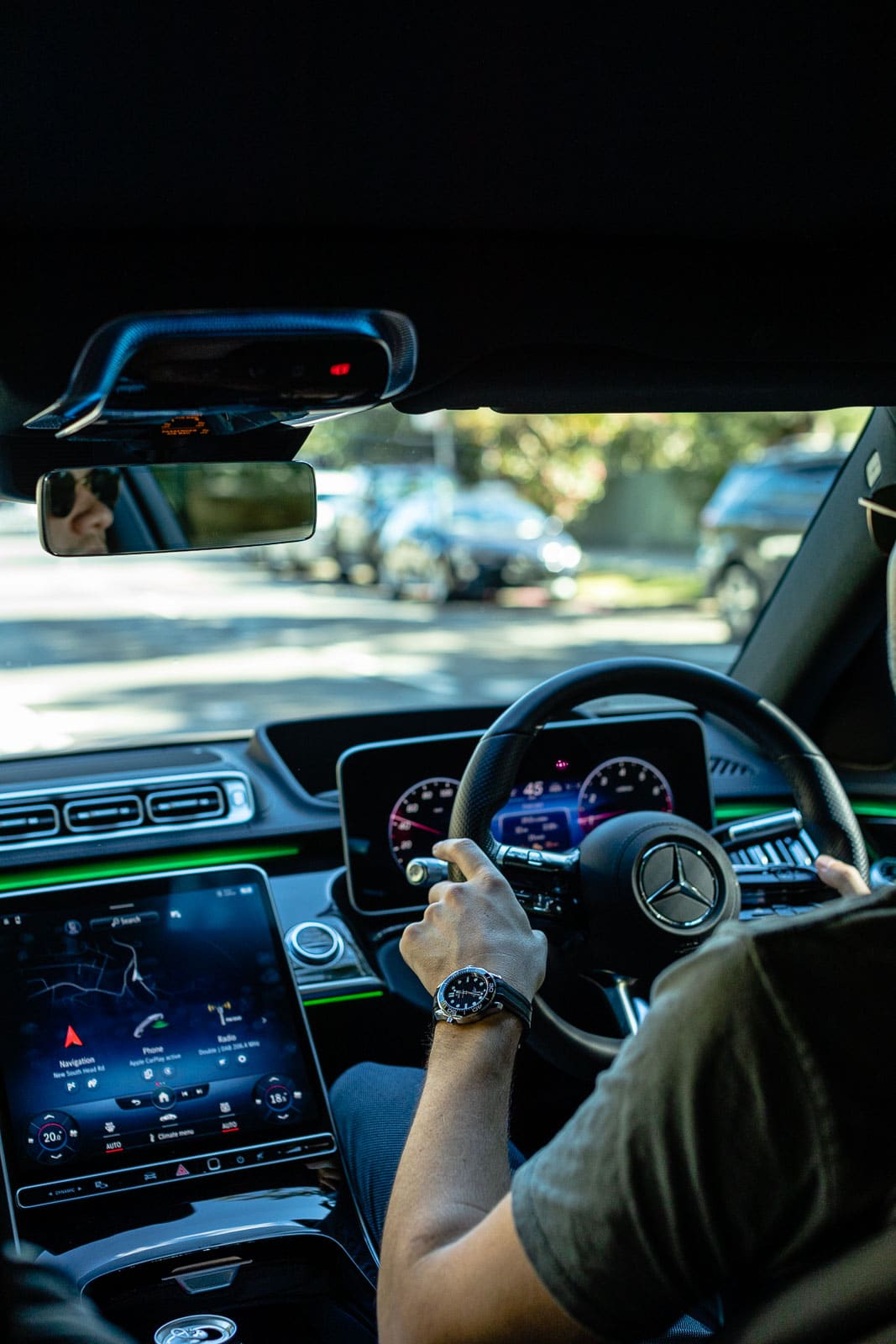 A man driving a car