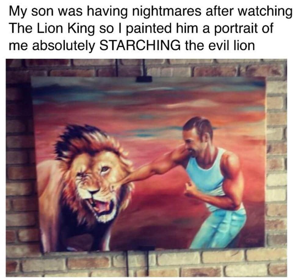 men beat lion fight