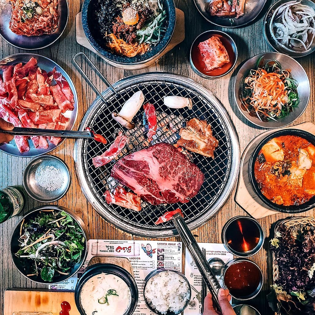 Many different types of food on a table