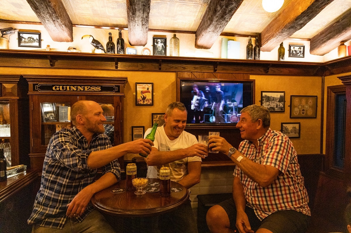 Blokes having a beer in My Little Pub