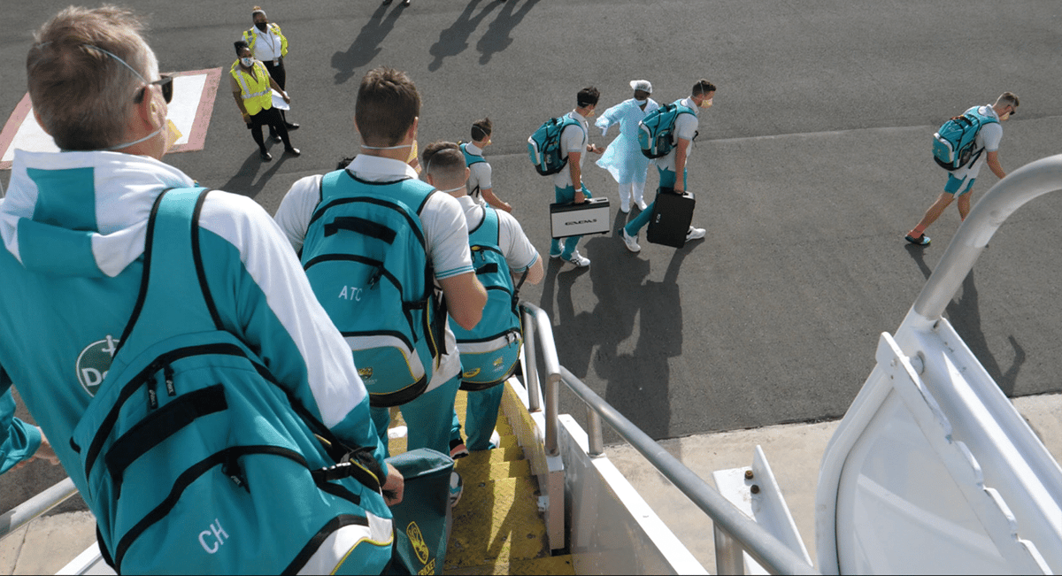 Qantas 10,000 Miles Brisbane To Saint Lucia QF6079 Australia Cricket Team