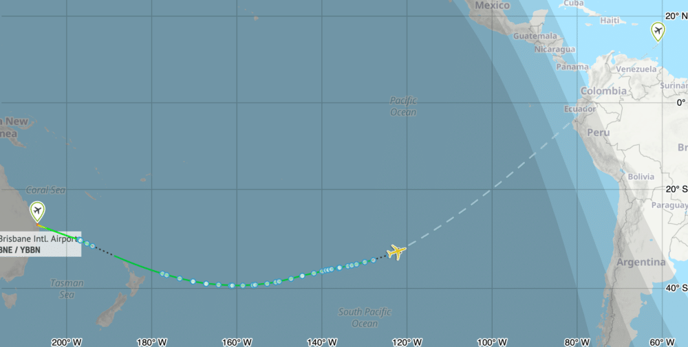 Qantas 10,000 Miles Brisbane To Saint Lucia QF6079 Australia Cricket Team