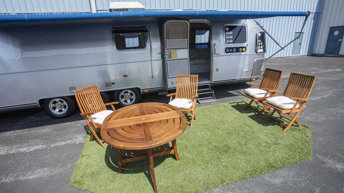 tom hanks 1992 airstream trailer exterior dining