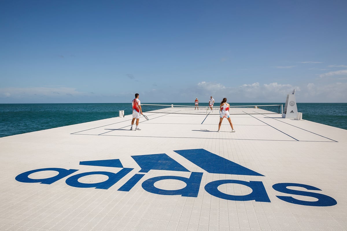 Adidas floating tennis court