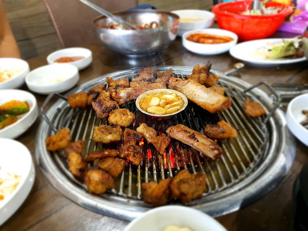 A plate of food on a table