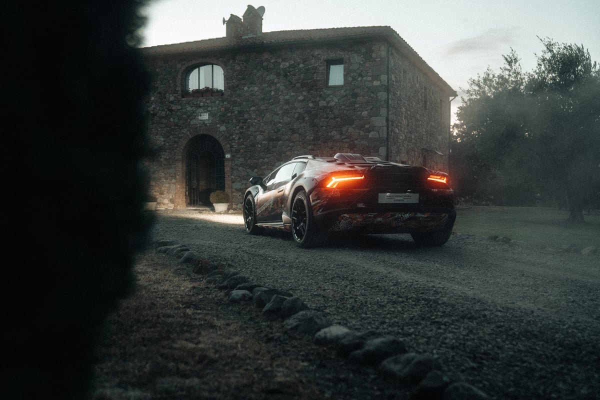 A car parked on the side of a road