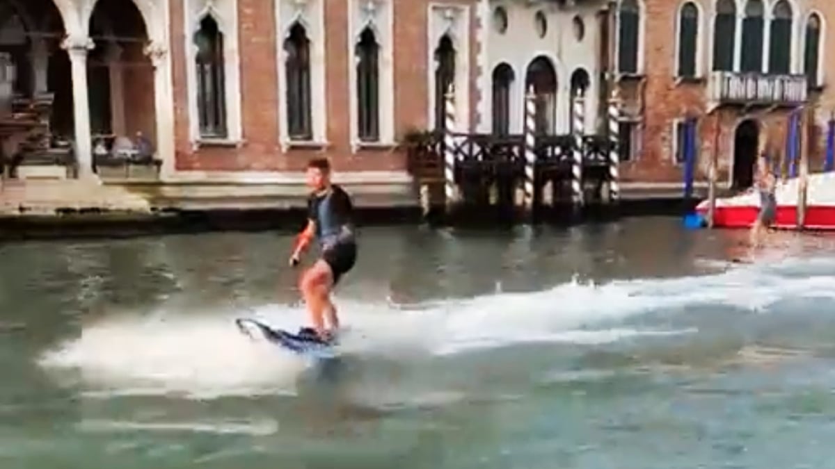Australian Tourists Surfing Venice Canal