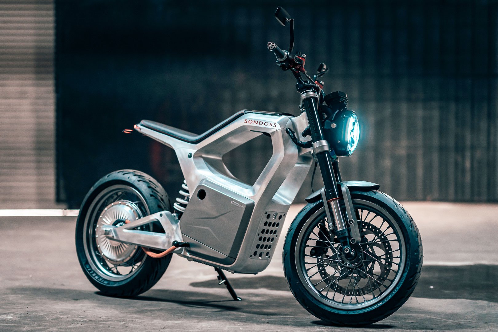 A motorcycle parked on the side of a road