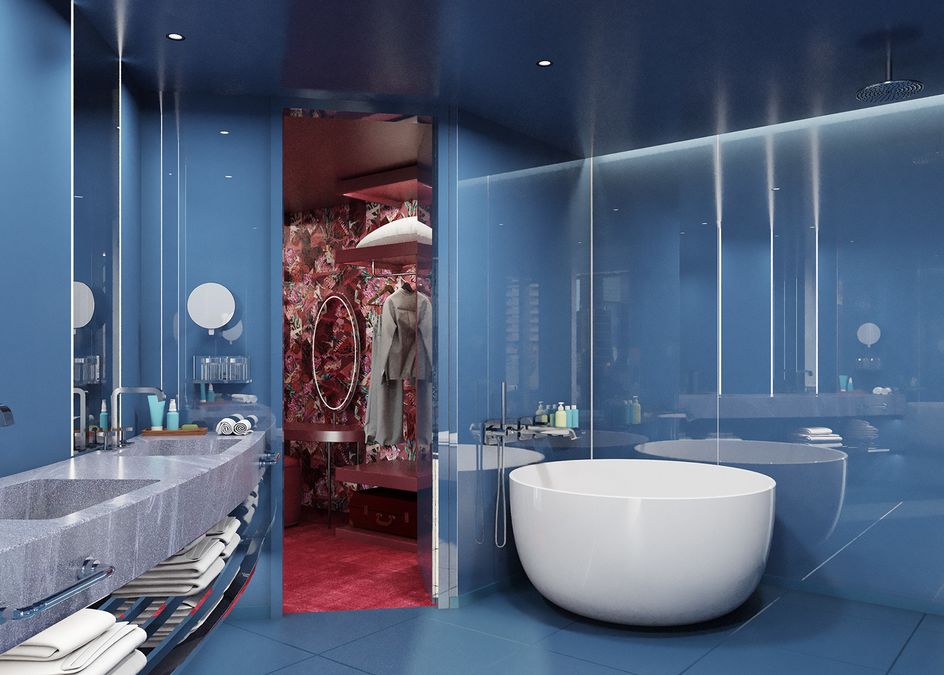 The bathrooms at W Sydney will feature deep circular tubs