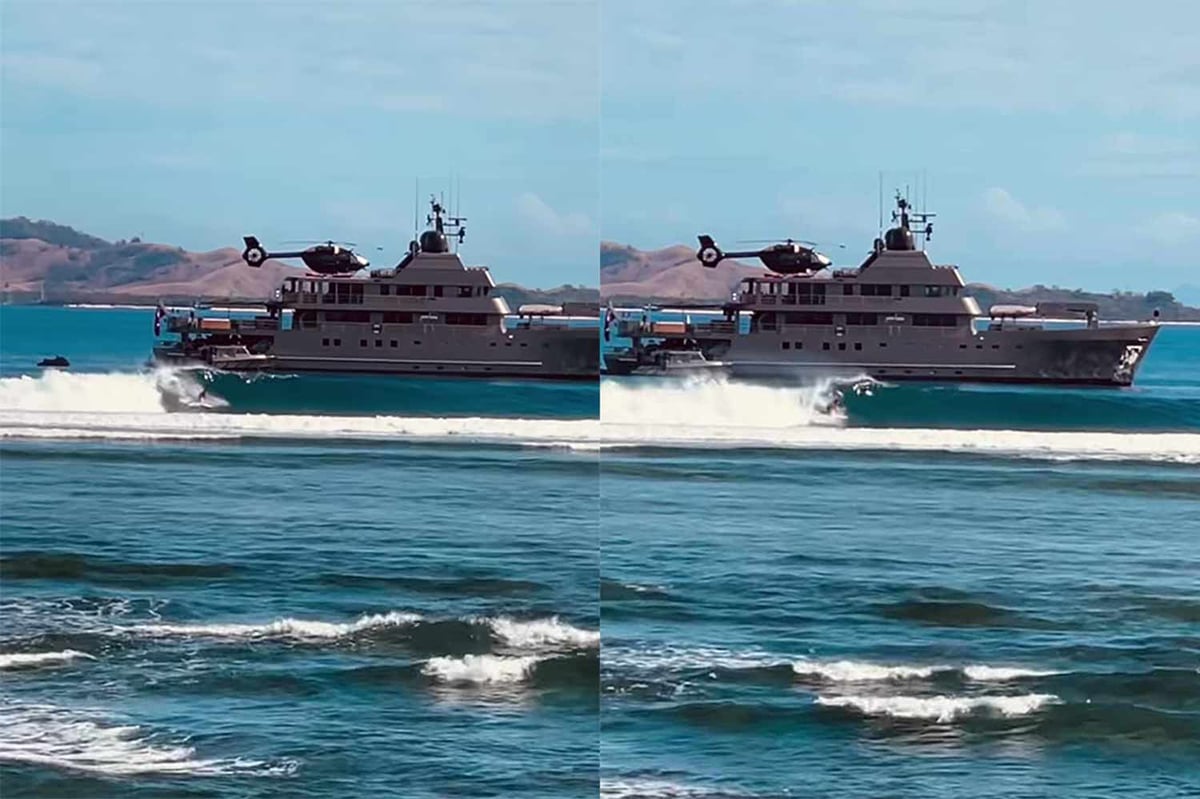 WATCH: Aussie Superyacht Steals A Surfer's Thunder In Fiji