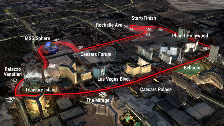 Las Vegas F1 Grand Prix Track Map
