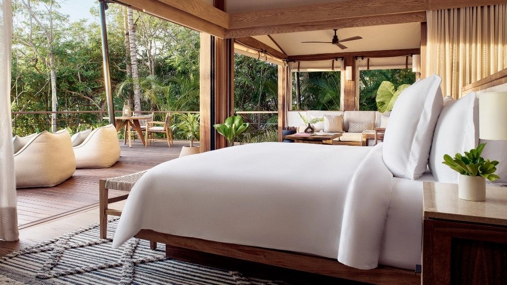 The bedrooms at The Four Seasons Naviva in Mexico.