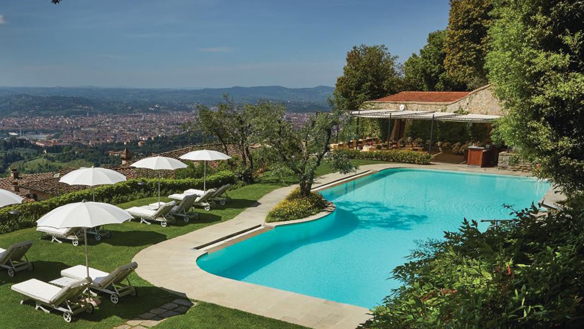 The outdoor swimming pool at Belmond Villa San Michele in Florence, Italy