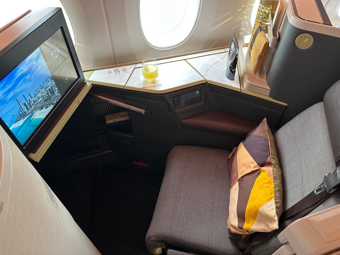 Business Class suite on Etihad's A350 aircraft.